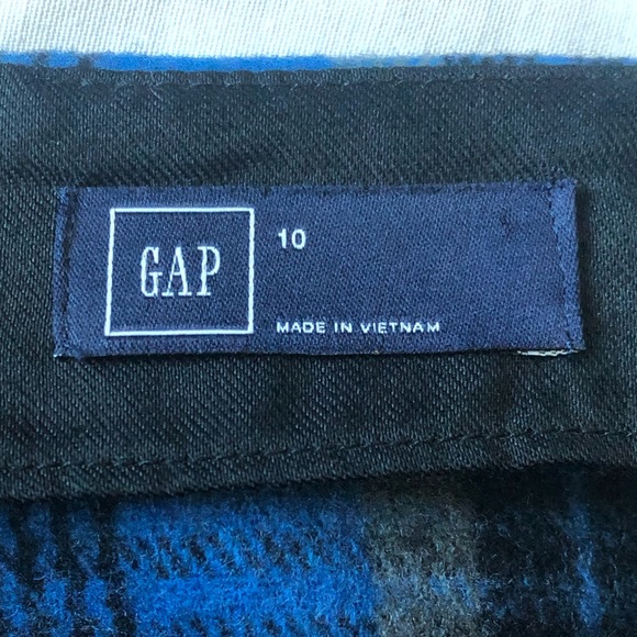 Gap Wool Mini Skirt Plaid Blue/Black/Grey 10 - Picture 2 of 6
